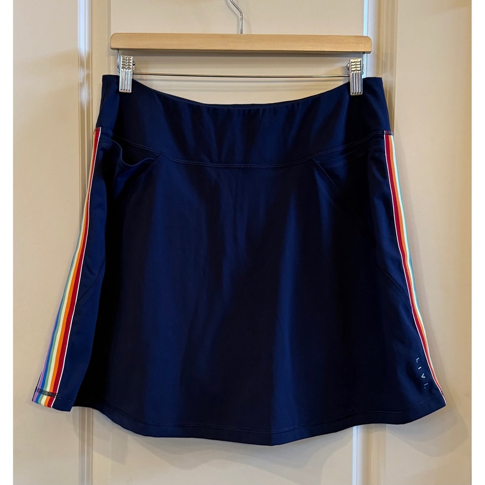 Livi Lane Bryant Pride Skort Navy Blue Rainbow Stripe Activewear Size 14/16